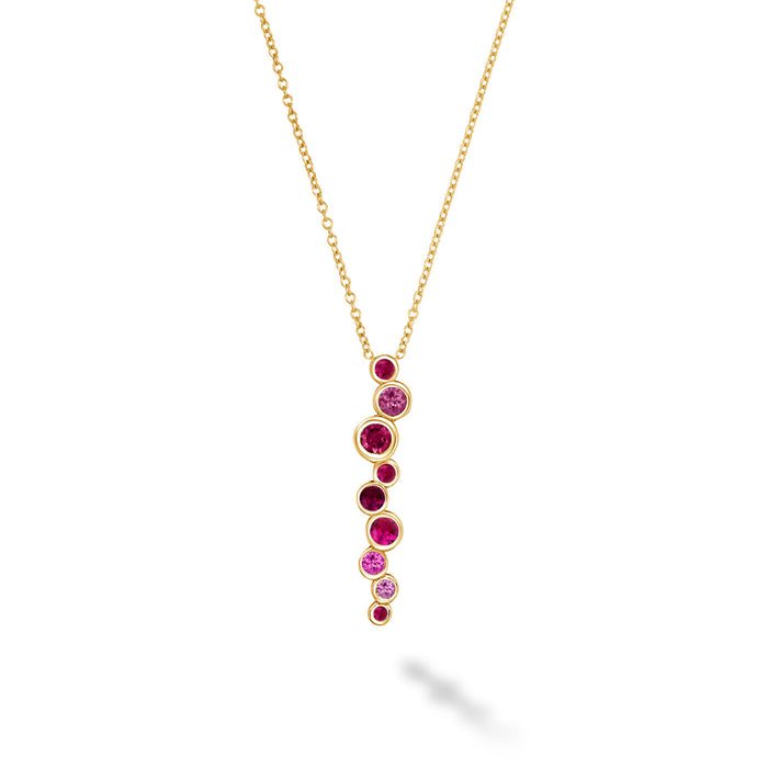 dower & hall 18k Pink Sapphire & Ruby Long Cascade Pendant