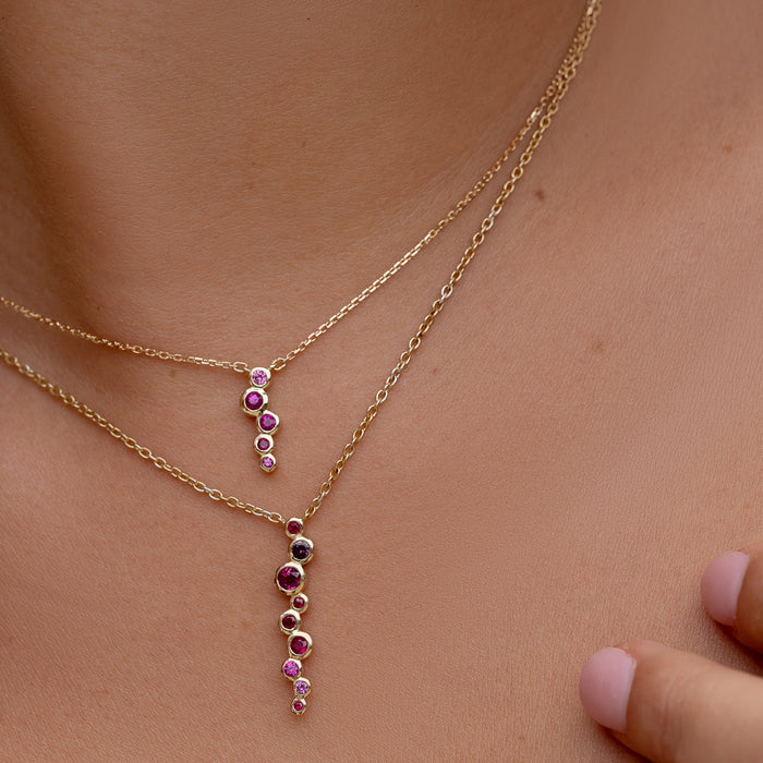 Dower & Hall 18k Pink Sapphire & Ruby Small Cascade Pendant