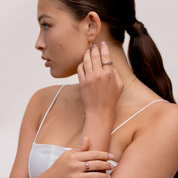 Dower & Hall 18k Ruby & Pink Sapphire Cascade Ring - 0.75ct