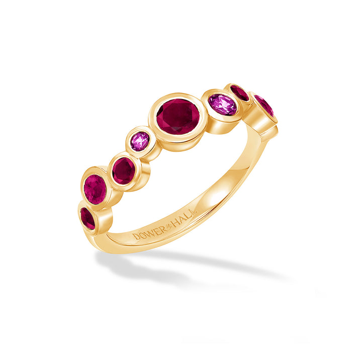 dower & hall 18k Ruby & Pink Sapphire Cascade Ring - 0.75ct