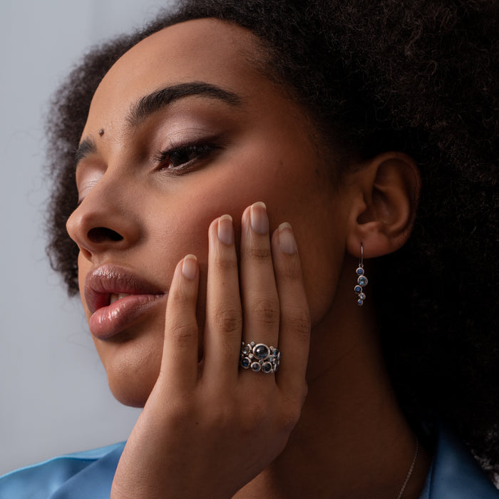 Dower & Hall 18k Sapphire & Aquamarine Large Cascade Earrings