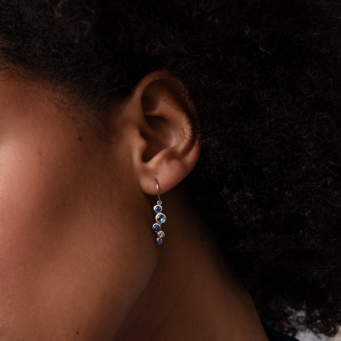 Dower & Hall 18k Sapphire & Aquamarine Large Cascade Earrings