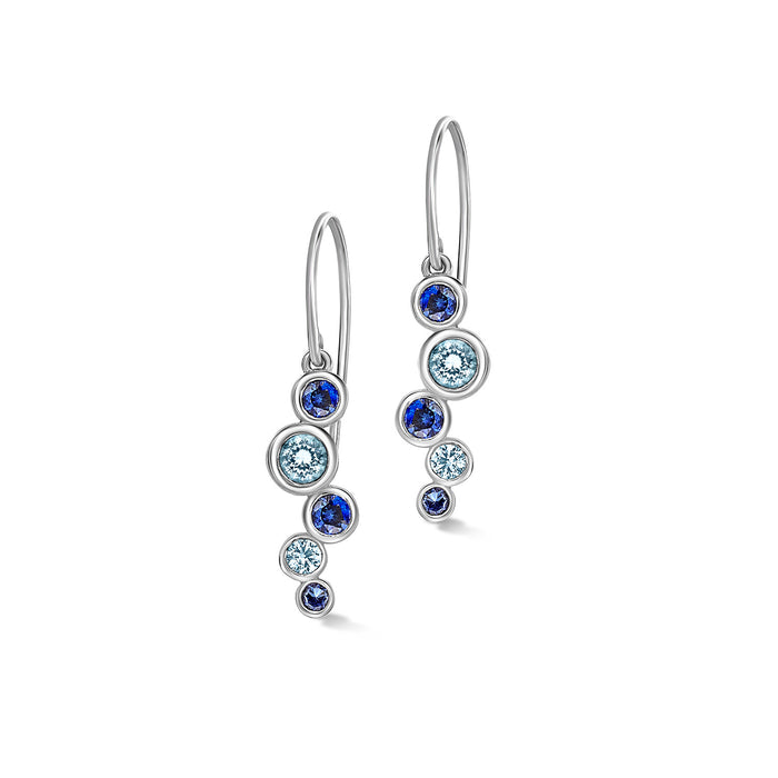 dower & hall 18k Sapphire & Aquamarine Large Cascade Earrings