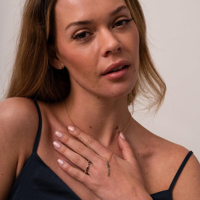 Dower & Hall 18k Sapphire & Aquamarine Long Cascade Pendant