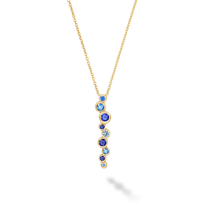dower & hall 18k Sapphire & Aquamarine Long Cascade Pendant