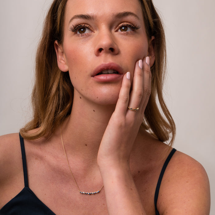 Dower & Hall 18k Sapphire & Aquamarine Medium Cascade Necklace