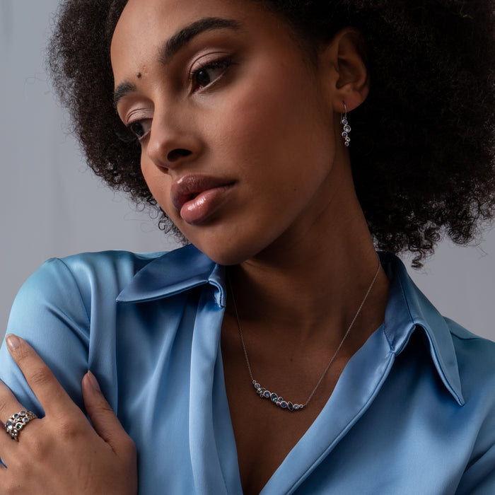 Dower & Hall 18k Sapphire & Aquamarine Multi-Cut Cascade Necklace