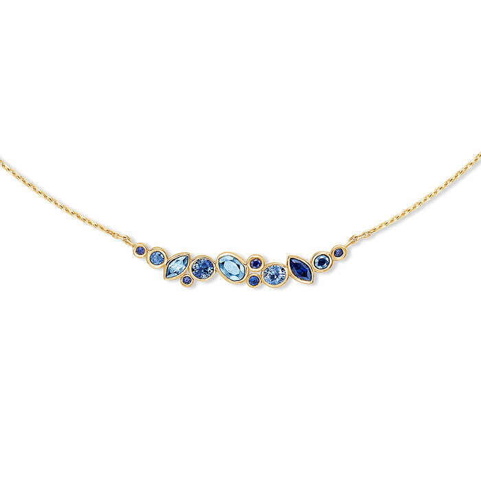 Dower & Hall 18k Sapphire & Aquamarine Multi-Cut Cascade Necklace