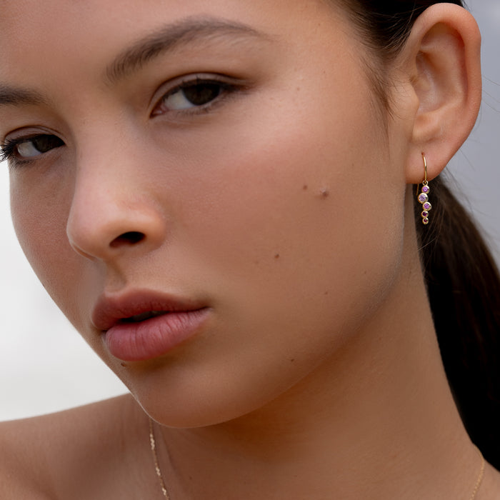 Dower & Hall 18k Sapphire & Ruby Small Cascade Earrings