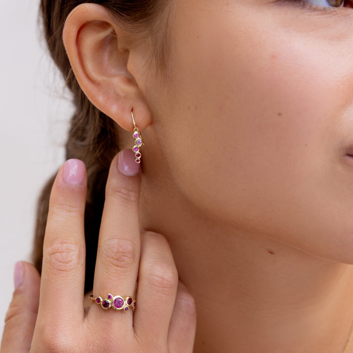 Dower & Hall 18k Sapphire & Ruby Small Cascade Earrings