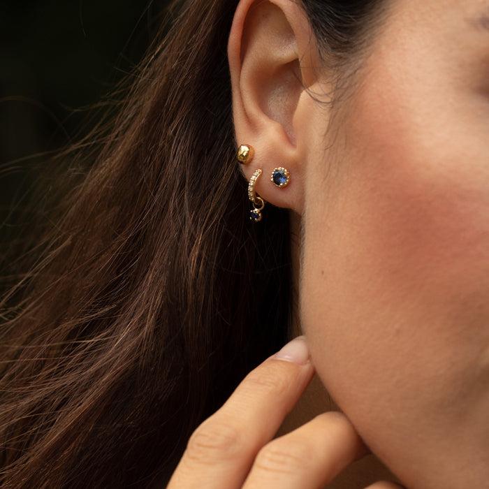 Dower & Hall 9k Diamond Hoops With Sapphire Lotus Drops