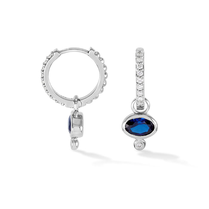 Dower & Hall 9k Diamond Stargazer Hoops With Blue Sapphire Oval Drops