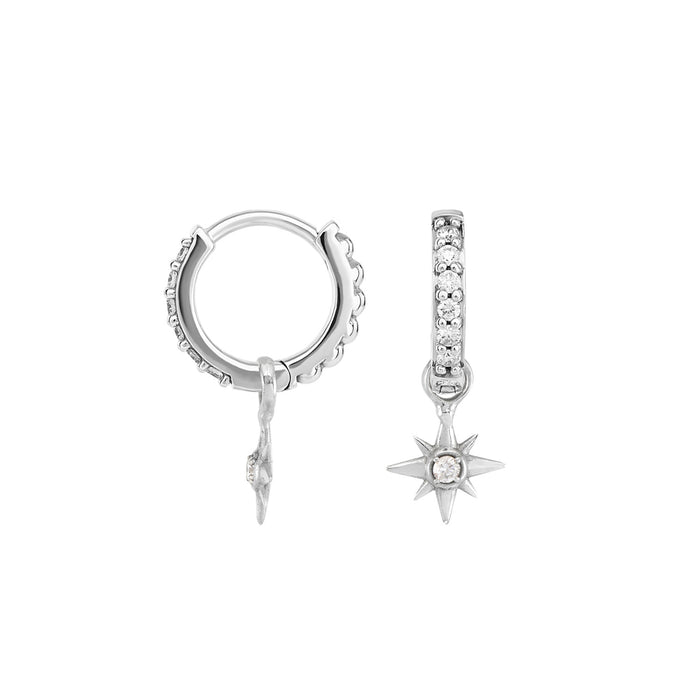 Dower & Hall 9k Gold & Diamond North Star Ear-Hoop Drops