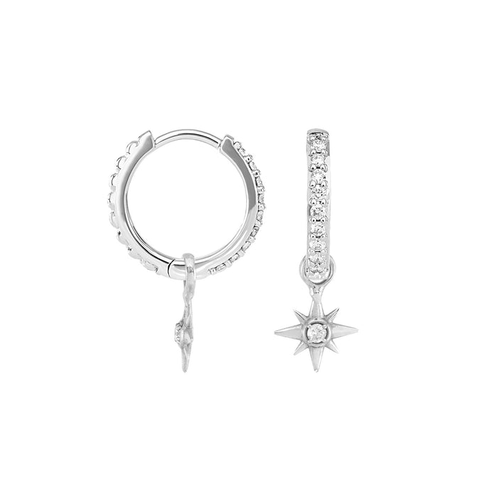 dower & hall 9k Gold & Diamond North Star Ear-Hoop Drops