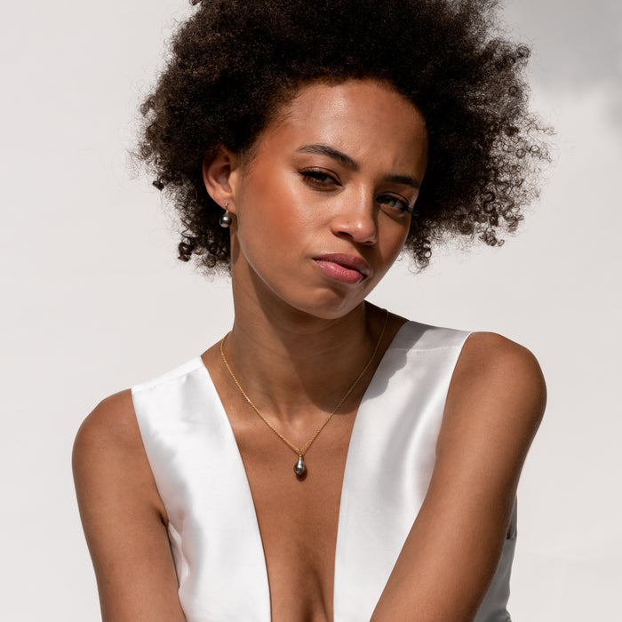 Dower & Hall 9k Gold & Tahitian Pearl Waterfall Earrings