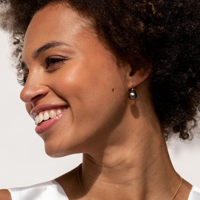 Dower & Hall 9k Gold & Tahitian Pearl Waterfall Earrings