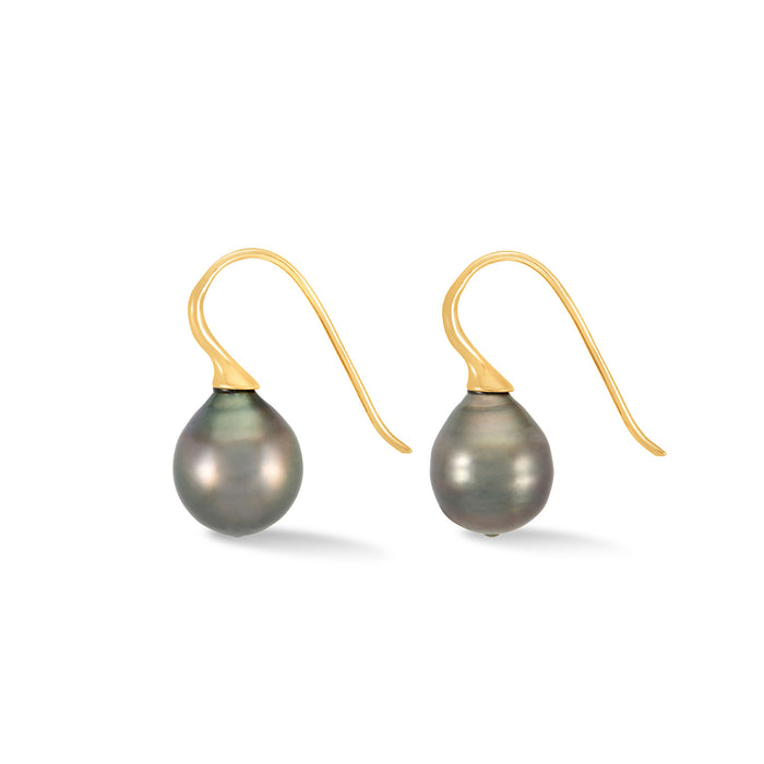dower & hall 9k Gold & Tahitian Pearl Waterfall Earrings