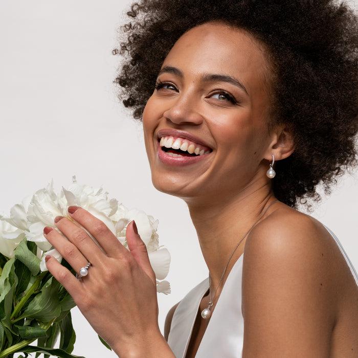 Dower & Hall 9k Medium Diamond Hoops & South Sea Pearl Drops