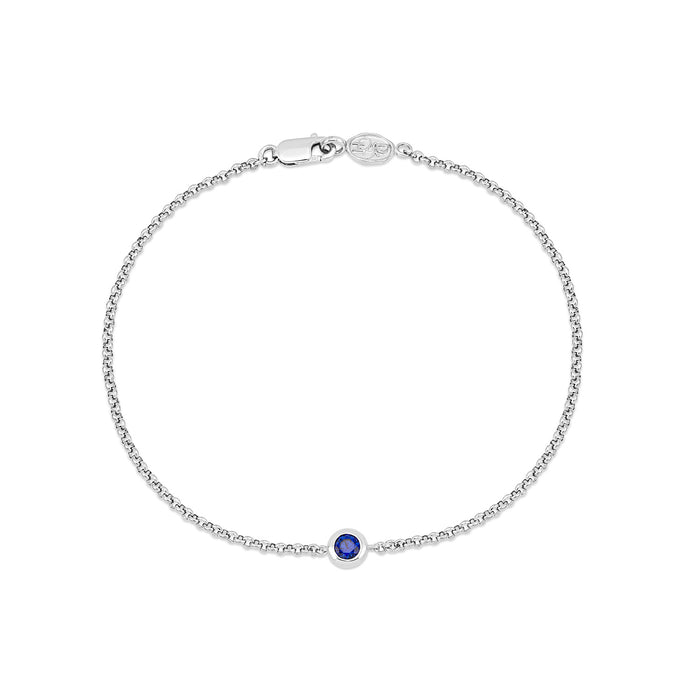 Dower & Hall 9k Round 3mm Sapphire Dewdrop Chain Bracelet