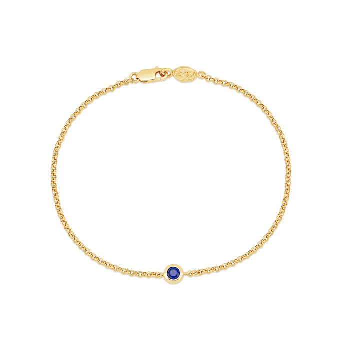 dower & hall 9k Round 3mm Sapphire Dewdrop Chain Bracelet