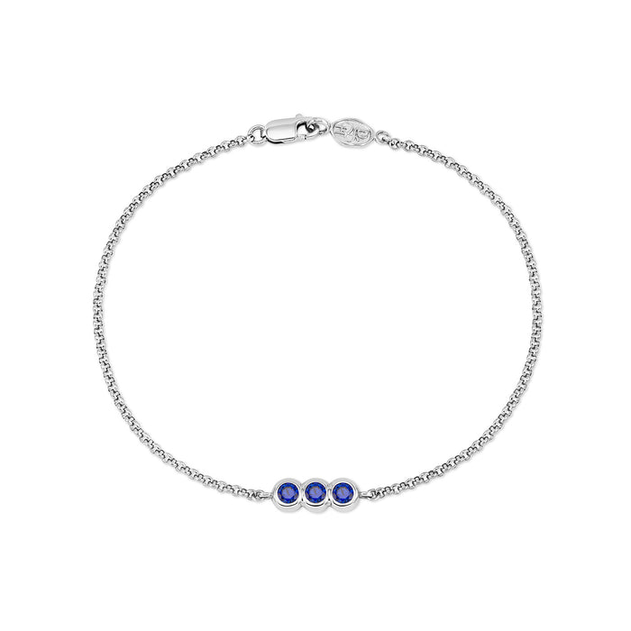 Dower & Hall 9k Round 3mm Trio Sapphire Dewdrop Chain Bracelet