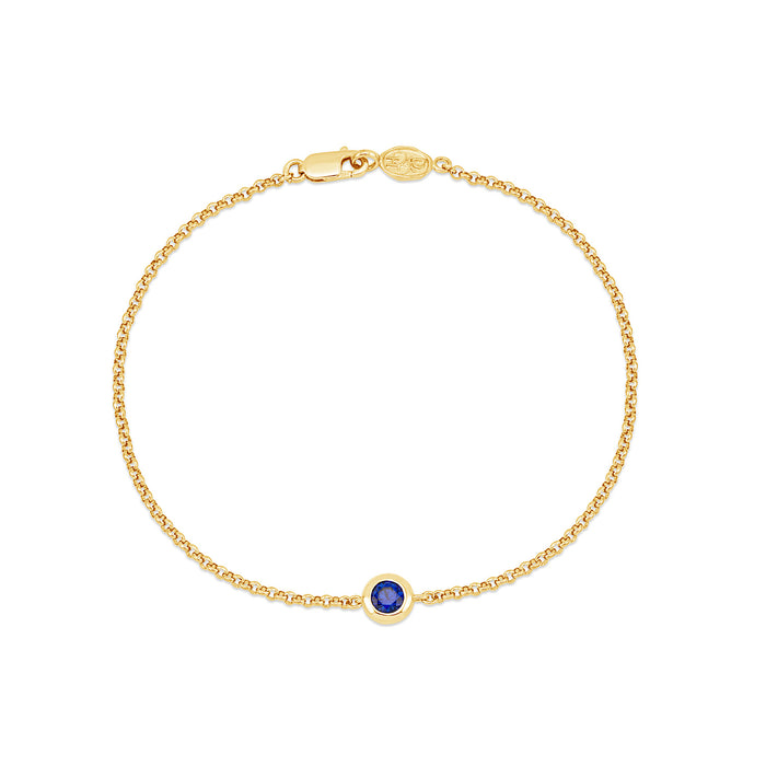 dower & hall 9k Round 4mm Sapphire Dewdrop Chain Bracelet
