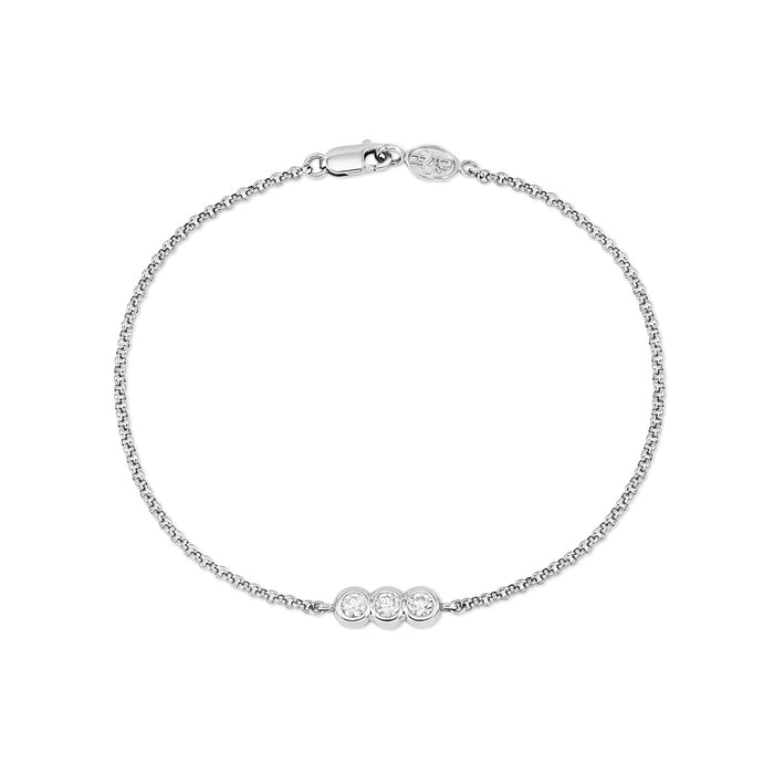 Dower & Hall 9k Round Trio 3mm Diamond Dew Chain Bracelet