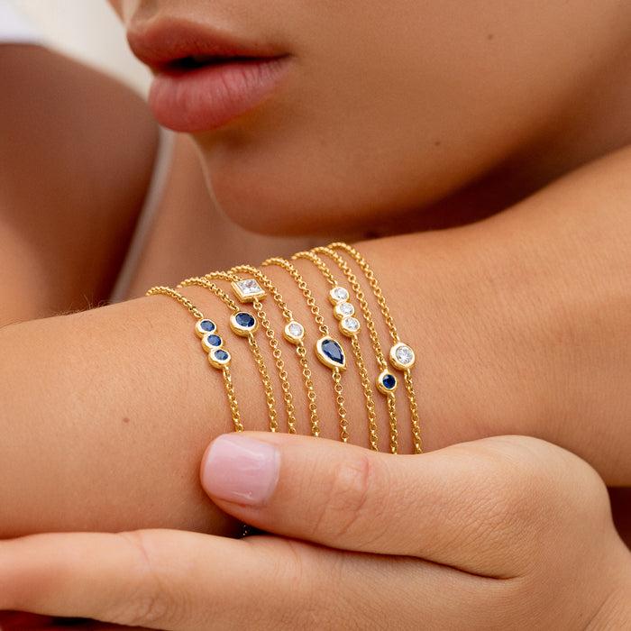 Dower & Hall 9k Square 4mm Diamond Tutti-Frutti Chain Bracelet