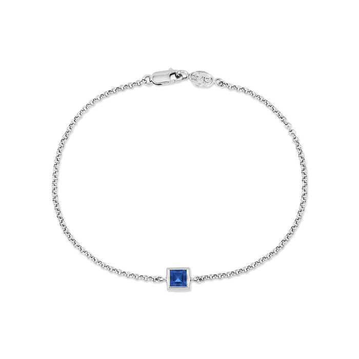 Dower & Hall 9k Square 4mm Sapphire Tutti-Frutti Chain Bracelet