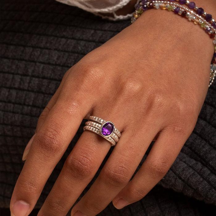 Dower & Hall Amethyst Oval Granular Dotty Twinkle Ring