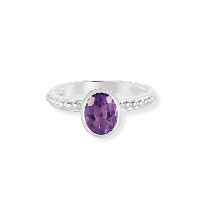 Dower & Hall Amethyst Oval Granular Dotty Twinkle Ring