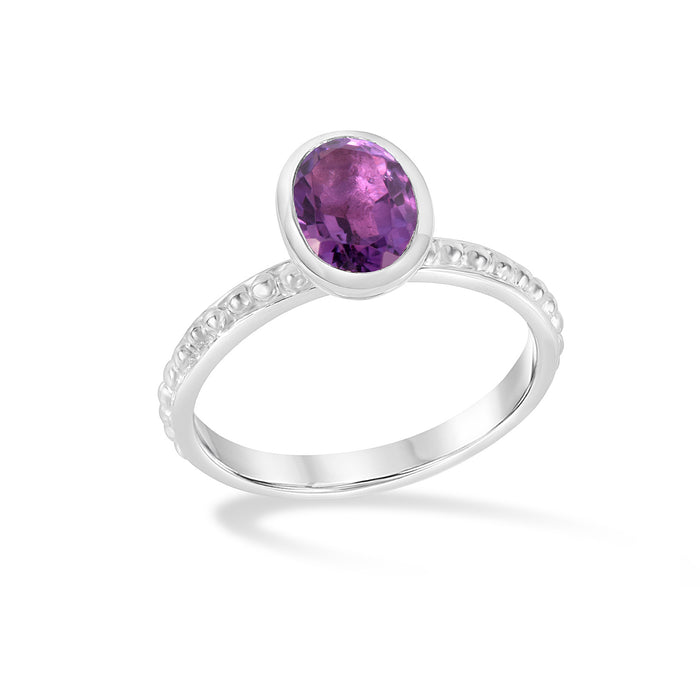 dower & hall Amethyst Oval Granular Dotty Twinkle Ring