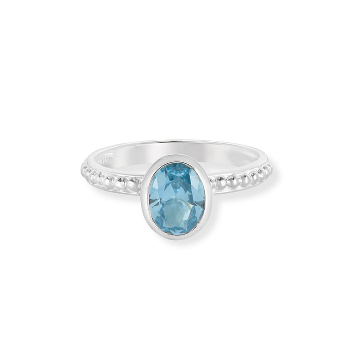 Dower & Hall Blue Topaz Oval Granular Dotty Twinkle Ring