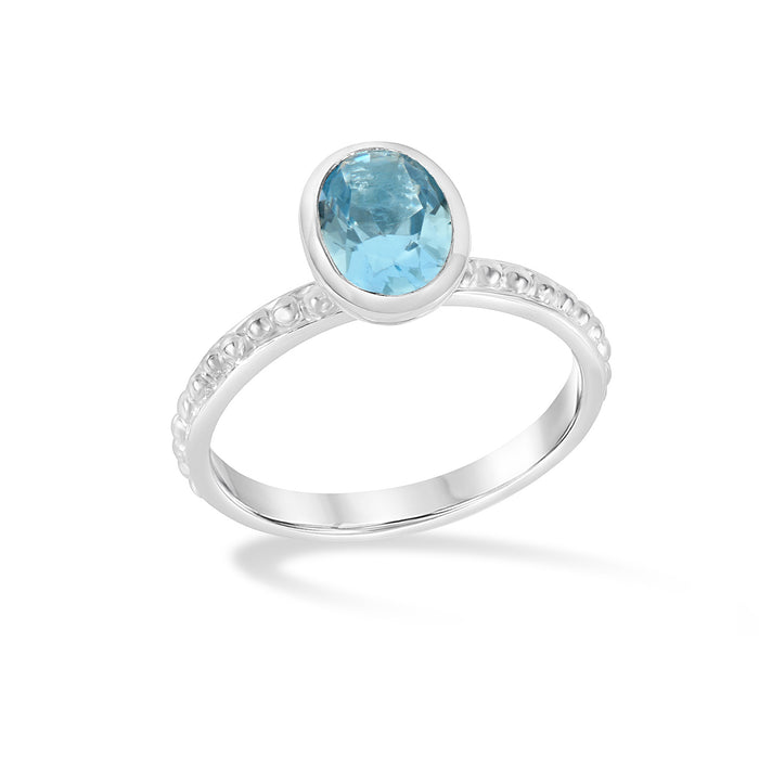 dower & hall Blue Topaz Oval Granular Dotty Twinkle Ring