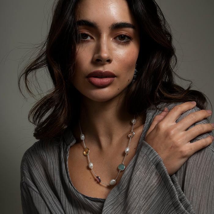 Dower & Hall Candy Gemstone & Baroque Pearl Pebble Necklace