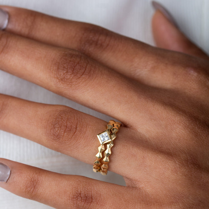 Dower & Hall 14k Brancusi Duo Narrative Ring Stack