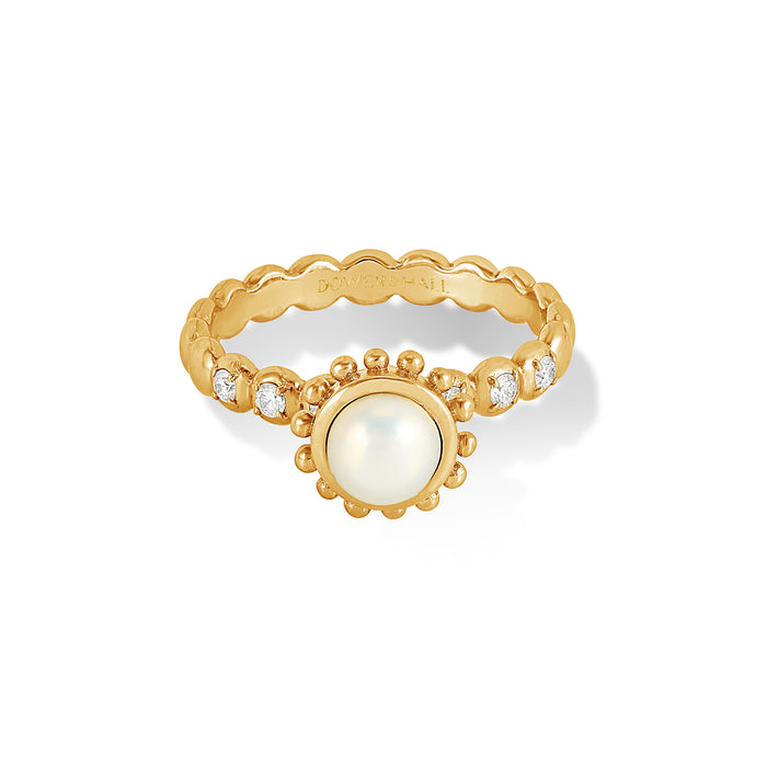 Dower & Hall 14k Gold Anemone Ring With White Pearl