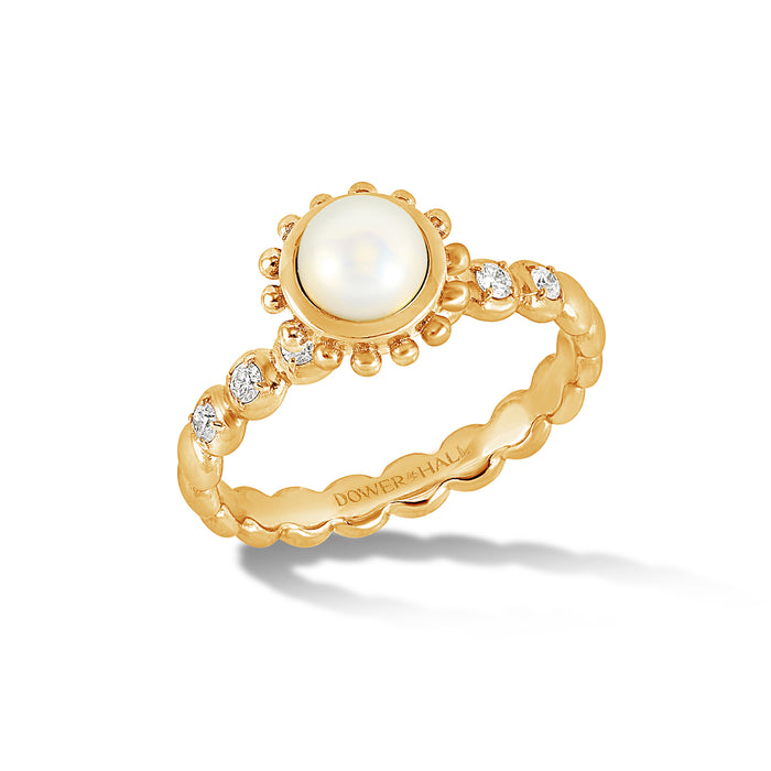 dower & hall 14k Gold Anemone Ring with White Pearl