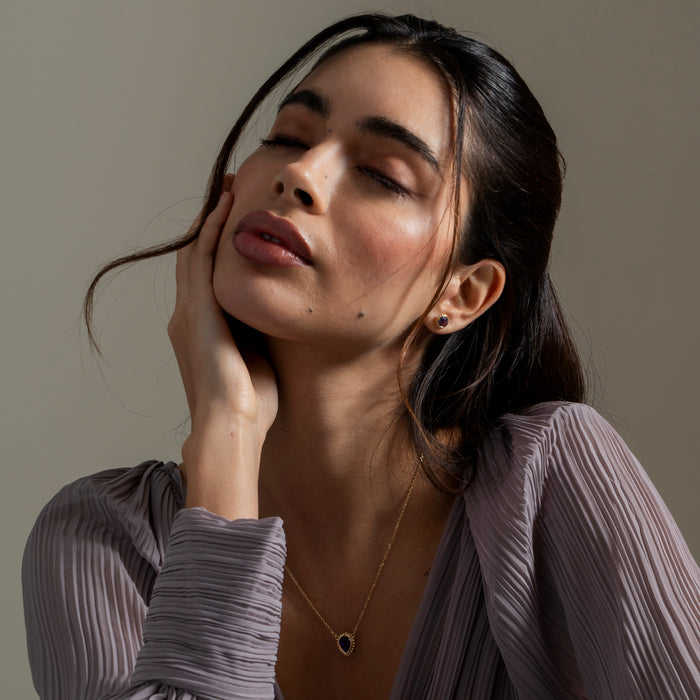 Dower & Hall 14k Gold Anemone Studs With Amethyst