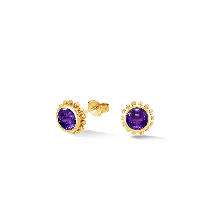 dower & hall 14k Gold Anemone Studs with Amethyst