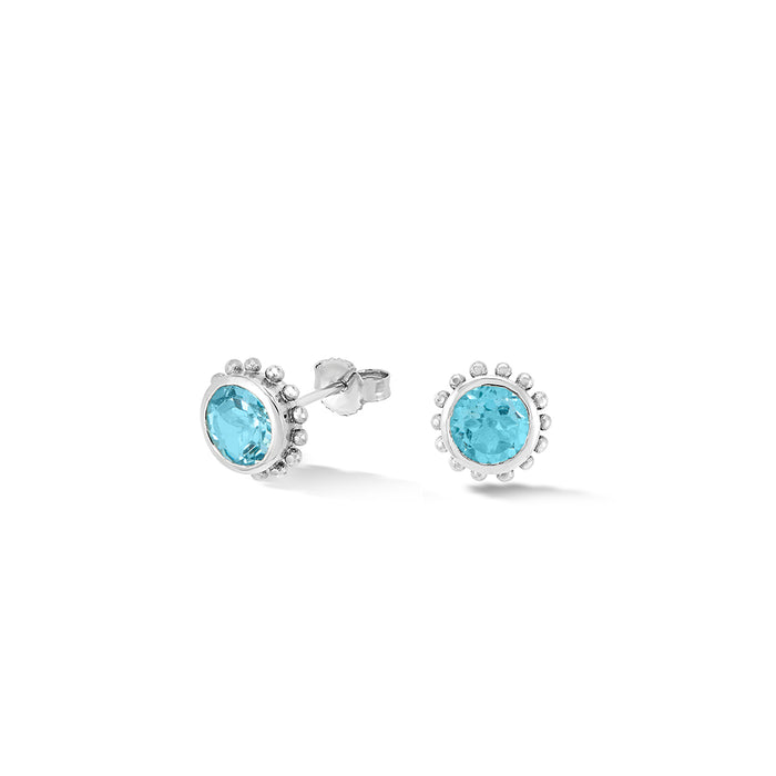 Dower & Hall 14k Gold Anemone Studs With Blue Topaz