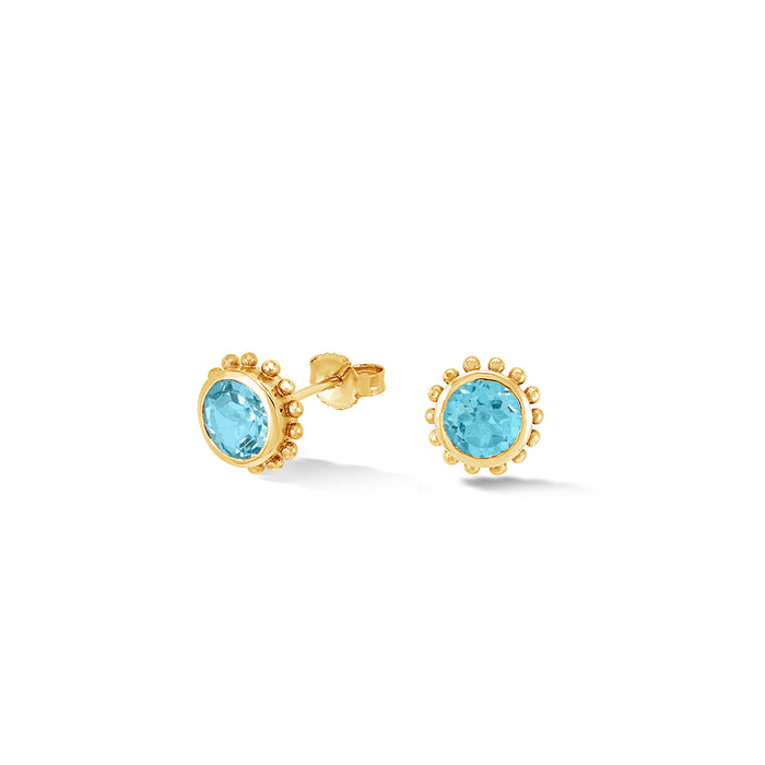 dower & hall 14k Gold Anemone Studs with Blue Topaz