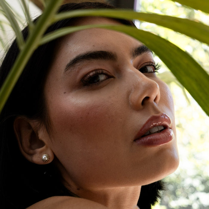 Dower & Hall 14k Gold Anemone Studs With White Pearl