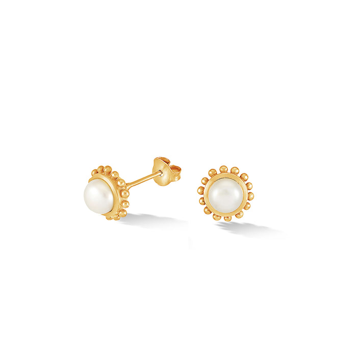 dower & hall 14k Gold Anemone Studs with White Pearl
