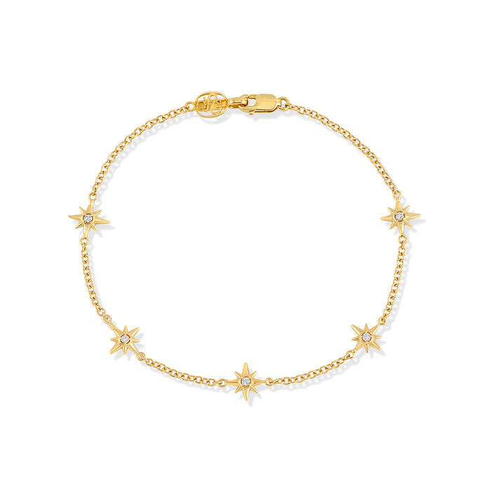 dower & hall 14k Gold & Diamond Five Star Bracelet