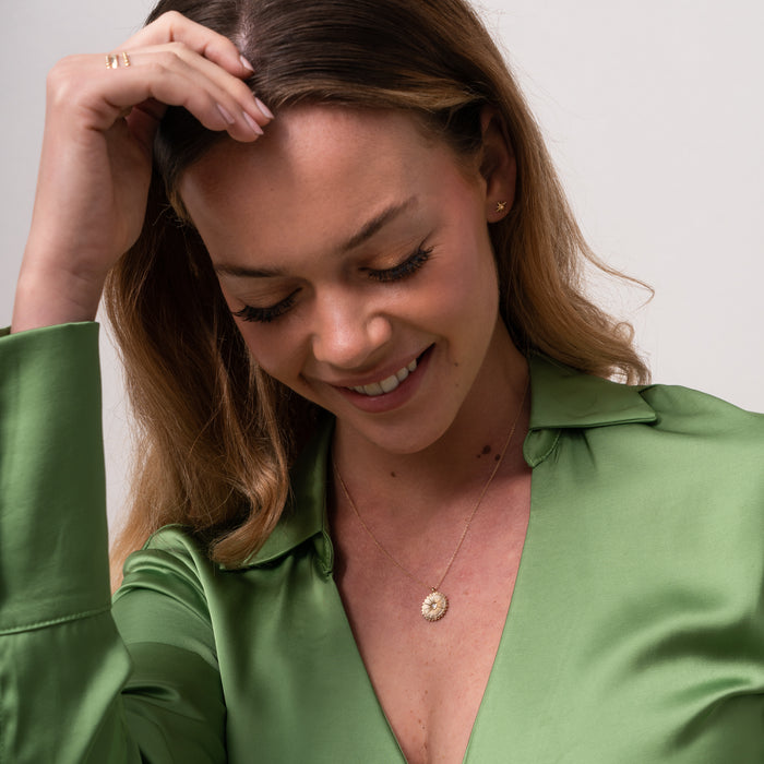 Dower & Hall 14k Gold & Diamond Sun Pendant