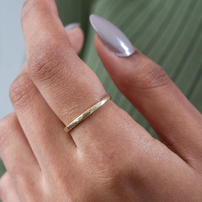 Dower & Hall 14k Gold Fine Hammered Narrative Ring