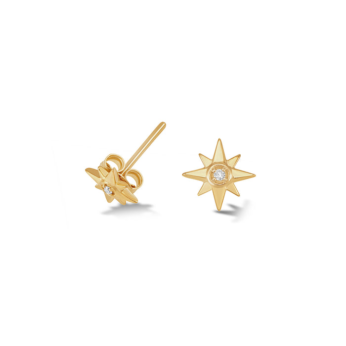 dower & hall 14k Gold North Star Diamond Studs