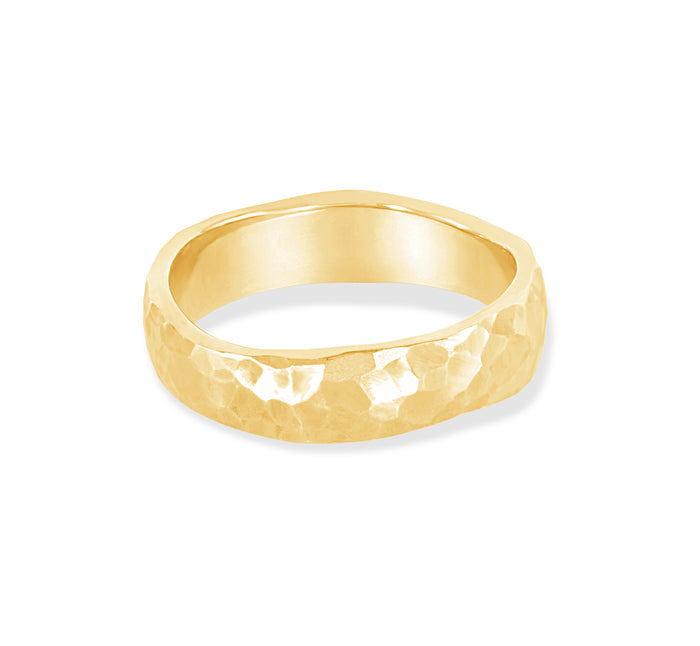 dower & hall 14k Gold Undulating Hammered Band Ring