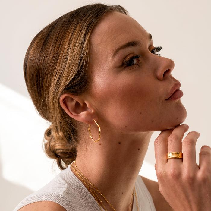 Dower & Hall 14k Gold Wide Waterfall Ring